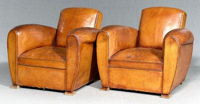 Pair Art Deco leather club chairs  94a61