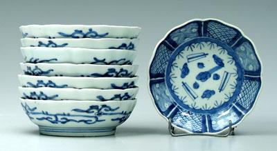 Eight Japanese blue and white bowls  94a84