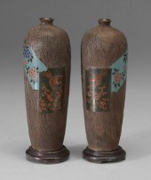 Pair Japanese cloisonné vases; cloisonné