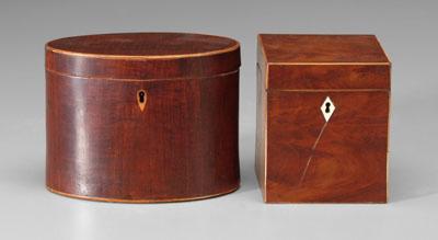 Two mahogany tea boxes one square 94848