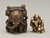 Two Japanese carvings: ivory netsuke