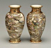 Pair Satsuma vases, similar panels of