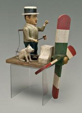 Auctioneer whirligig, carved and painted