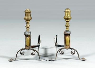 Pair Federal iron and brass andirons  94d0c