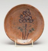 Moravian pottery bowl, flower decoration
