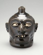 Lanier Meaders stoneware face jug, mottled