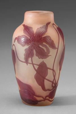 Galle cameo art glass vase floral a0813