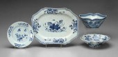 Four pieces Chinese blue and white porcelain: