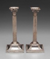 Pair Old Sheffield plate candlesticks  a0998