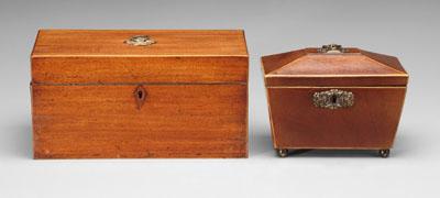Two mahogany tea boxes one sarcophagus a099c