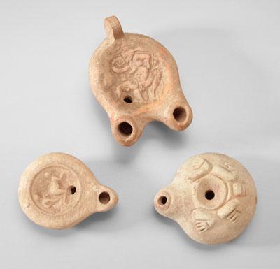 Three ancient terracotta oil lamps  a09e5