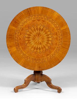 French inlaid walnut tilt top table  a09ee
