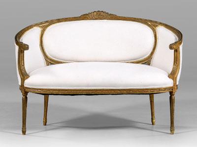 Louis XVI style settee carved  a0a18