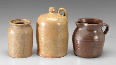 Three pieces South Carolina pottery: jug