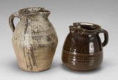 Two Lanier Meaders pitchers, both incised