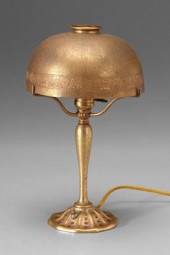 Tiffany desk lamp, bronze dore base