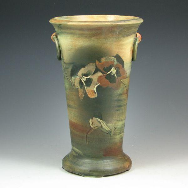 Weller Copra vase with pansies b3f08