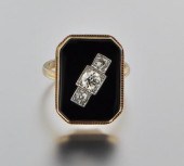 An Art Deco Onyx and Diamond Ring b477c