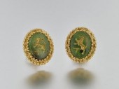 A Pair of 14k Gold and Carved Intaglio b478f