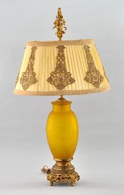 A Steuben Glass Lamp and Shade The yellow