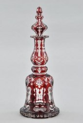 A Bohemian Ruby Red Overlay Cut Glass