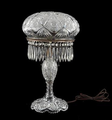 A Hubbell Brilliant Cut Glass Lamp The "mushroom