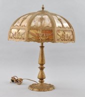 An Antique Slag Glass Lamp and Shade