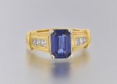 A Ladies 18k Gold, Diamond and Blue