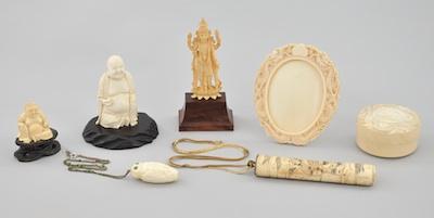 A Group of Ivory Carvings Containing: a carved