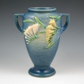 Roseville blue Freesia vase.  Marked