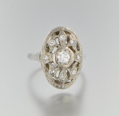 A Ladies' Diamond Filigree Ring 14k white