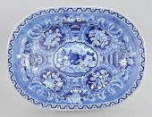 Blue Transferware Platter With Beehive