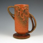 Roseville Bushberry vase in brown. 