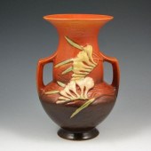 Roseville Freesia vase in brown.  Marked