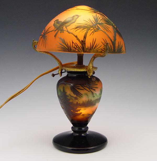 D ARGENTAL FRENCH CAMEO GLASS LAMP  b8096
