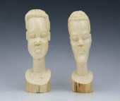 TWO SOUTH AFRICAN CARVED IVORY BUSTS: