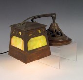 ARTS & CRAFTS PIANO LAMP: Bronzed weighted