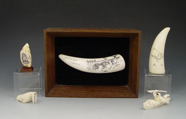 COLLECTION OF ALASKAN IVORY AND SCRIMSHAW: