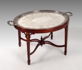 HEPPLEWHITE STYLE TEA TABLE WITH TRAY:
