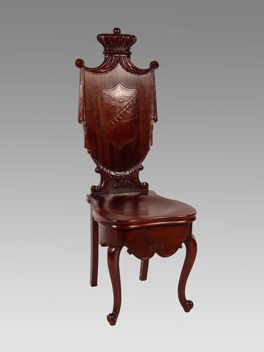 VICTORIAN CUSTOM SOLID MAHOGANY CARVED CHAIR:
