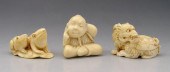 3 PIECE FIGURAL CARVED IVORY NETSUKES  b94d3
