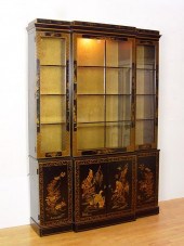 DREXEL CHINOISERIE DECORATED CHINA CABINET: