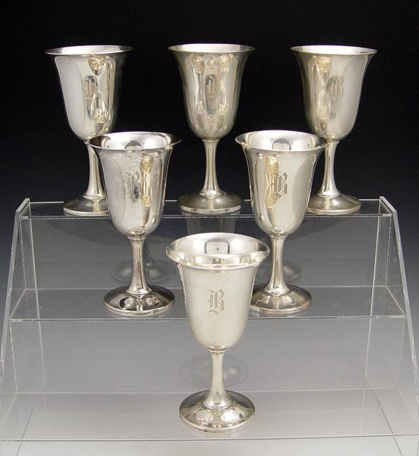 SET OF 6 WALLACE STERLING GOBLETS  b91b7