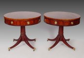PAIR HICKORY CHAIR CO. MAHOGANY DRUM