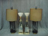 2 Pairs of Midcentury Lamps. 1-mirrored,
