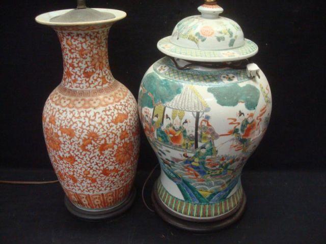 2 Asian Porcelain Lamps 1 as is baf38