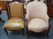 2 Carved and Upholstered Victorian Chairs.