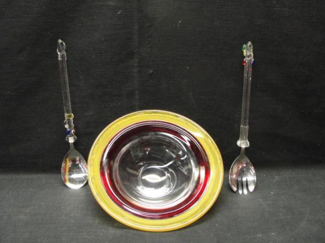 Art Glass Midcentury Serving Bowl bb5b3