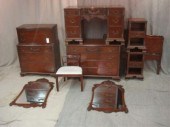 Mahogany Bedroom Set with Carved Trim.
