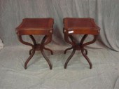Pair of Tooled Leather Top Tables with